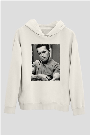 Arnold Schwarzenegger Beyaz Unisex Kapüşonlu Sweatshirt