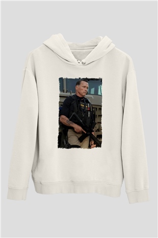Arnold Schwarzenegger Beyaz Unisex Kapüşonlu Sweatshirt