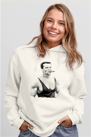 Arnold Schwarzenegger Beyaz Unisex Kapüşonlu Sweatshirt
