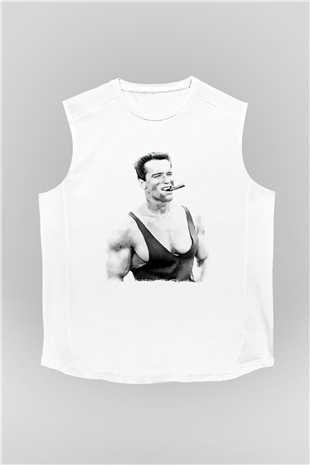 Arnold Schwarzenegger Beyaz Unisex Kolsuz Tişört