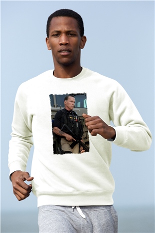 Arnold Schwarzenegger Beyaz Unisex Sweatshirt