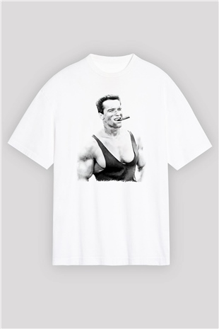 Arnold Schwarzenegger Beyaz Oversize Tişört Oversize T-shirt - TişörtFabrikası
