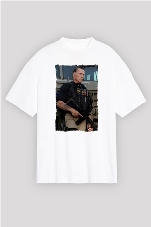Arnold Schwarzenegger Beyaz Oversize Tişört Oversize T-shirt - TişörtFabrikası