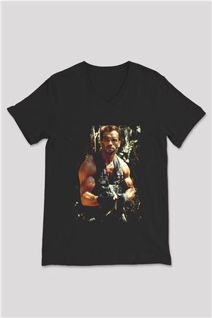Arnold Schwarzenegger Siyah Unisex V Yaka Tişört T-Shirt