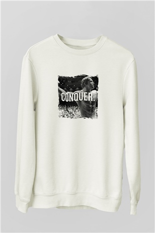 Arnold Schwarzenegger Unisex Baskılı Beyaz Sweatshirt