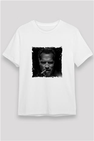 Arnold Schwarzenegger Unisex Baskılı Beyaz Tişört