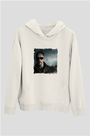 Arnold Schwarzenegger Unisex Baskılı Beyaz Kapüşonlu Sweatshirt