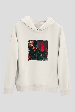 Arnold Schwarzenegger Unisex Baskılı Beyaz Kapüşonlu Sweatshirt