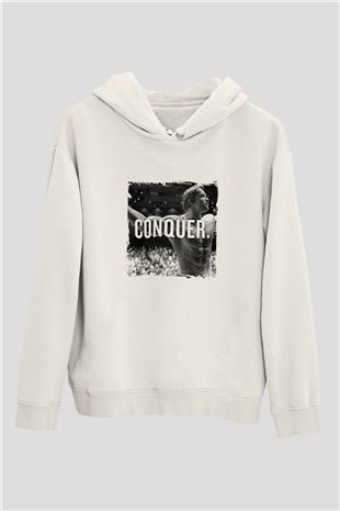 Arnold Schwarzenegger Unisex Baskılı Beyaz Kapüşonlu Sweatshirt