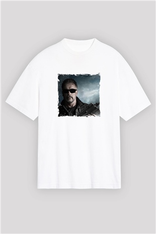 Arnold Schwarzenegger Oversize Baskılı Beyaz Tişört
