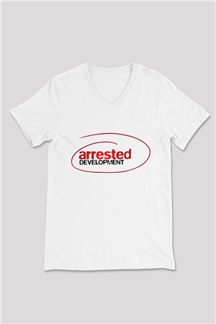 Arrested Development Beyaz Unisex V Yaka Tişört T-Shirt