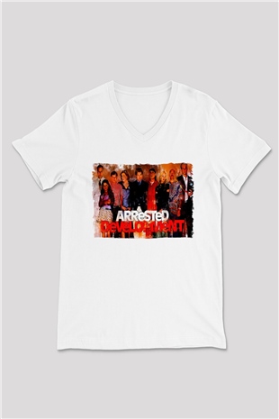 Arrested Development Beyaz Unisex V Yaka Tişört