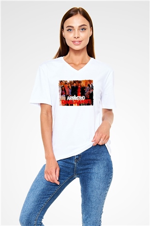 Arrested Development Beyaz Unisex V Yaka Tişört