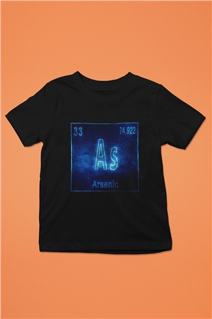 Arsenic Atom Numarası Baskılı Unisex Siyah Çocuk Tişört