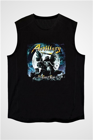 Artillery Baskılı Unisex Siyah Kolsuz Tişört