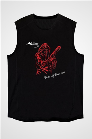 Artillery Baskılı Unisex Siyah Kolsuz Tişört