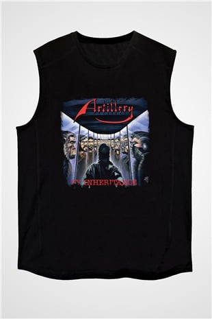 Artillery Baskılı Unisex Siyah Kolsuz Tişört