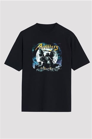 Artillery Baskılı Unisex Siyah Oversize Tişört