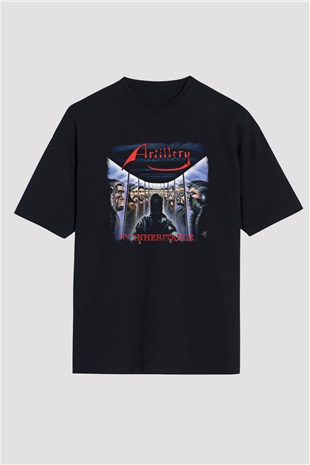 Artillery Baskılı Unisex Siyah Oversize Tişört