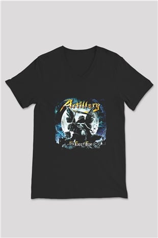 Artillery Baskılı Unisex Siyah V Yaka Tişört