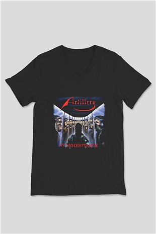 Artillery Baskılı Unisex Siyah V Yaka Tişört