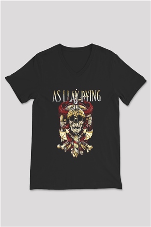 As I Lay Dying Siyah Unisex V Yaka Tişört T-Shirt