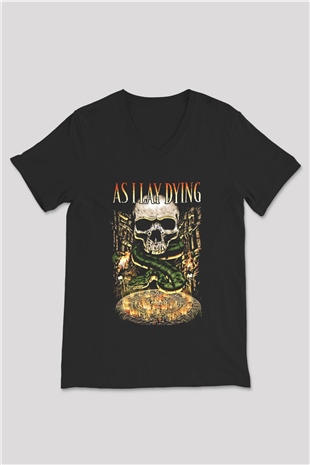 As I Lay Dying Siyah Unisex V Yaka Tişört T-Shirt