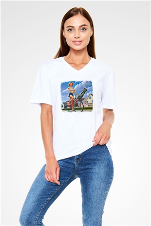 As It Is Baskılı Unisex Beyaz V Yaka Tişört