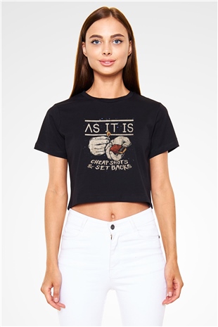 As It Is Siyah Crop Top Tişört