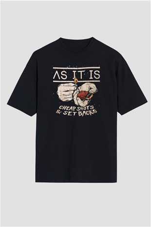 As It Is Siyah Unisex Oversize Tişört T-Shirt