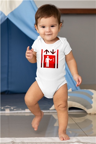 Asansörcü Baskılı Beyaz Unisex Bebek Body - Zıbın