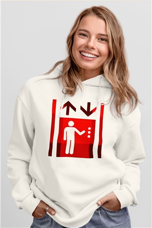 Asansörcü Beyaz Unisex Hoodie