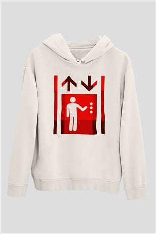 Asansörcü Beyaz Unisex Hoodie