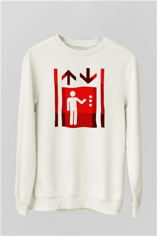 Asansörcü Beyaz Unisex Sweatshirt