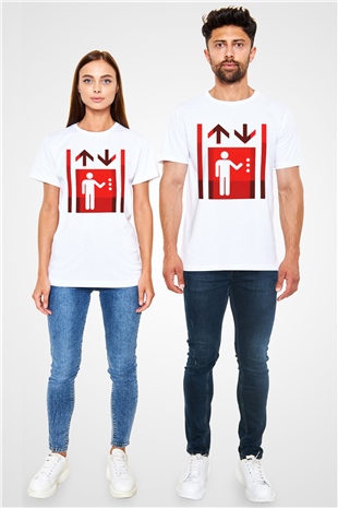 Asansörcü Beyaz Unisex Tişört T-Shirt - TişörtFabrikası