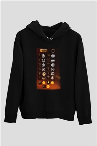 Asansörcü Siyah Unisex Kapşonlu Sweatshirt