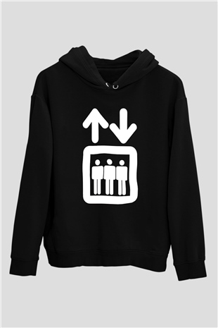 Asansörcü Siyah Unisex Kapşonlu Sweatshirt