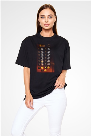 Asansörcü Siyah Unisex Oversize Tişört T-Shirt