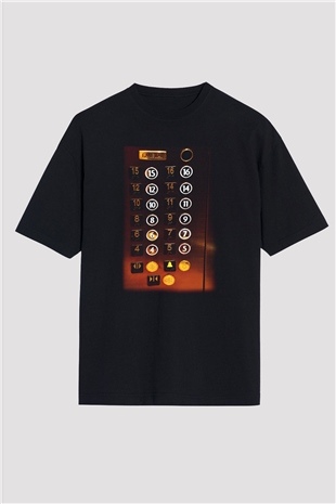 Asansörcü Siyah Unisex Oversize Tişört T-Shirt