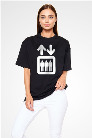 Asansörcü Siyah Unisex Oversize Tişört T-Shirt