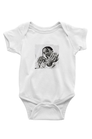 ASAP Mob Baskılı Unisex Beyaz Bebek Body - Zıbın