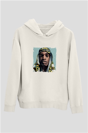 ASAP Mob Baskılı Unisex Beyaz Hoodie