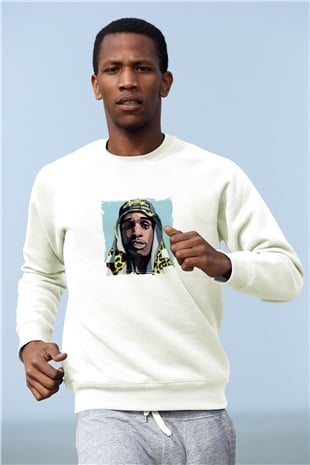 ASAP Mob Baskılı Unisex Beyaz Sweatshirt