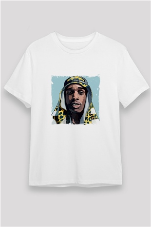 ASAP Mob Baskılı Unisex Beyaz Tişört