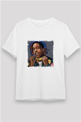 ASAP Mob Baskılı Unisex Beyaz Tişört