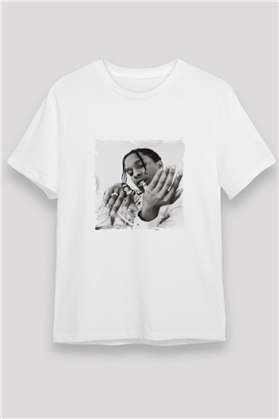 ASAP Mob Baskılı Unisex Beyaz Tişört