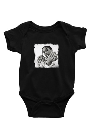 ASAP Mob Baskılı Unisex Siyah Bebek Body - Zıbın
