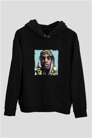 ASAP Mob Baskılı Unisex Siyah Hoodie