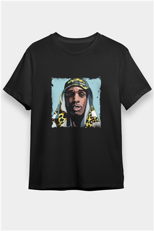 ASAP Mob Baskılı Unisex Siyah Tişört
