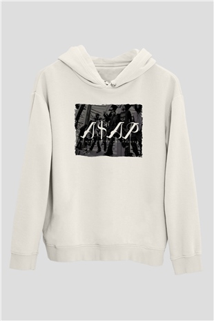 ASAP Mob Beyaz Unisex Kapüşonlu Sweatshirt
